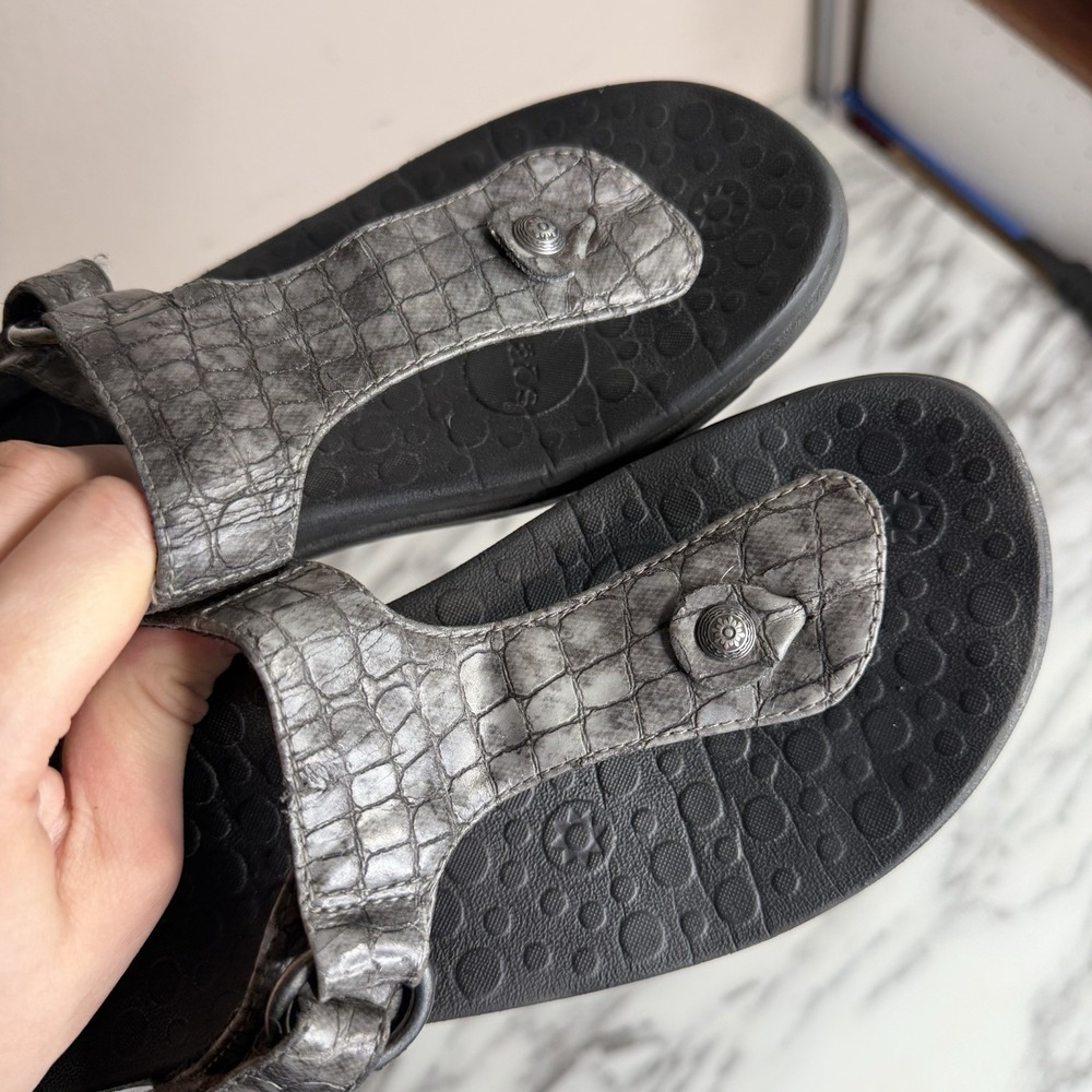 Taos Women's Solo Black Sandal Size 7 Thong Sandals Arch Support Comfort Gray - Picture 7 of 8